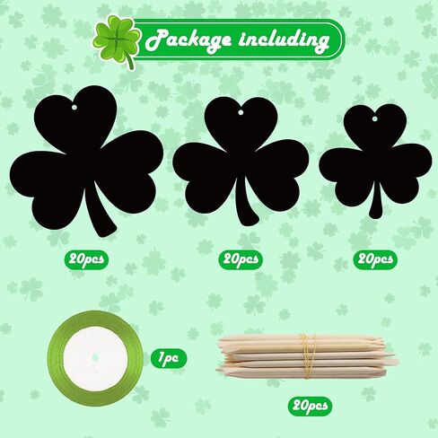 CY2SIDE 60PCS St. Patrick’s Day Shamrock Rainbow Color Scratch Bookmark for Kid DIY Shamrock Rainbow Color Scratch Craft Kit Shamrock Magic Scratch Paper Art Decoration St. Patrick Party Favor in Saudi Arabia