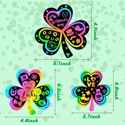CY2SIDE 60PCS St. Patrick’s Day Shamrock Rainbow Color Scratch Bookmark for Kid DIY Shamrock Rainbow Color Scratch Craft Kit Shamrock Magic Scratch Paper Art Decoration St. Patrick Party Favor in Saudi Arabia