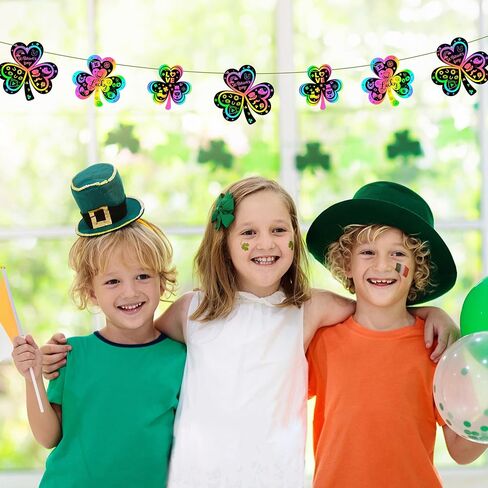 CY2SIDE 60PCS St. Patrick’s Day Shamrock Rainbow Color Scratch Bookmark for Kid DIY Shamrock Rainbow Color Scratch Craft Kit Shamrock Magic Scratch Paper Art Decoration St. Patrick Party Favor in Saudi Arabia