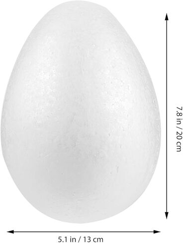 Abaodam 2pcs Foam Eggs for Crafts White Craft Polystyrene Eggs for Spring Easter Halloween Christmas Holiday DIY Painting 8 Inch in Saudi Arabia