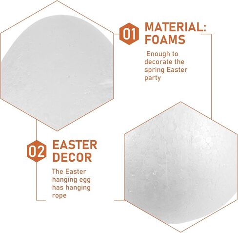 Abaodam 2pcs Foam Eggs for Crafts White Craft Polystyrene Eggs for Spring Easter Halloween Christmas Holiday DIY Painting 8 Inch in Saudi Arabia