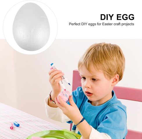 Abaodam 2pcs Foam Eggs for Crafts White Craft Polystyrene Eggs for Spring Easter Halloween Christmas Holiday DIY Painting 8 Inch in Saudi Arabia