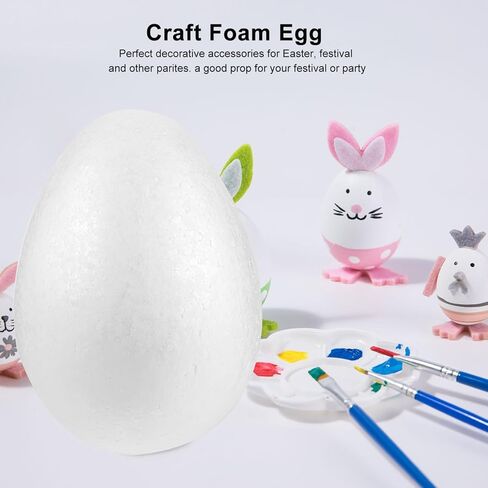 Abaodam 2pcs Foam Eggs for Crafts White Craft Polystyrene Eggs for Spring Easter Halloween Christmas Holiday DIY Painting 8 Inch in Saudi Arabia