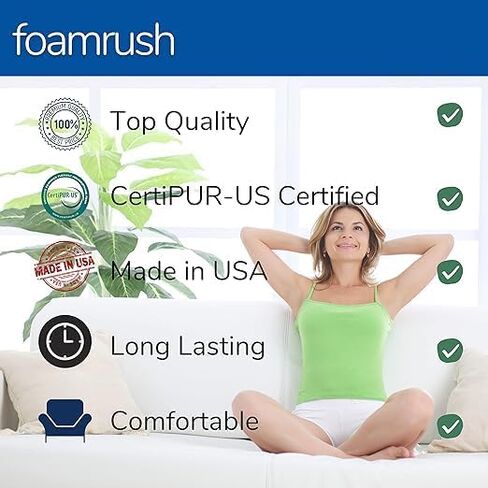 FoamRush 5" H x 24" W x 28" L Premium Quality Upholstery Cushion High Density, Seat Replacement, Sheet Padding Made in USA in Saudi Arabia