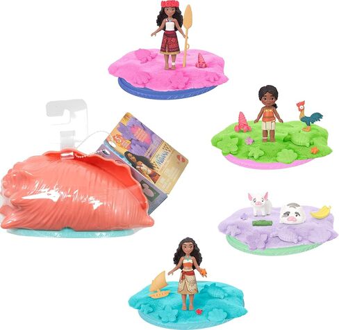 Mattel Disney Moana Surprise Small Doll or Animal Figures with Shell Playset, Moldable Sand & 3 Accessories, Inspired by Movie (Characters May Vary) in Saudi Arabia