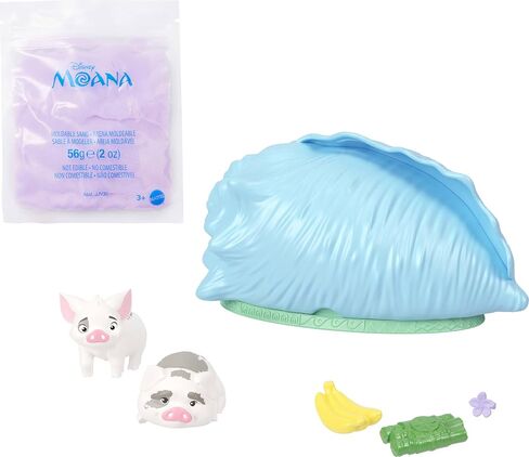 Mattel Disney Moana Surprise Small Doll or Animal Figures with Shell Playset, Moldable Sand & 3 Accessories, Inspired by Movie (Characters May Vary) in Saudi Arabia