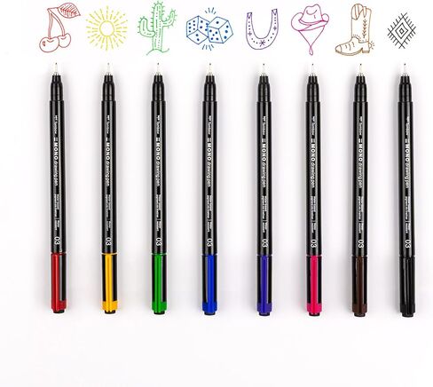 أقلام رسم أحادية اللون من Tombow 66407، عبوة من 8 قطع، سن معدني، نقطة دقيقة، حبر صبغة مائي in Kuwait
