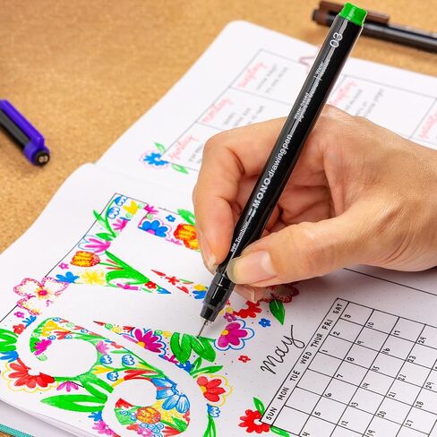 أقلام رسم أحادية اللون من Tombow 66407، عبوة من 8 قطع، سن معدني، نقطة دقيقة، حبر صبغة مائي in Kuwait