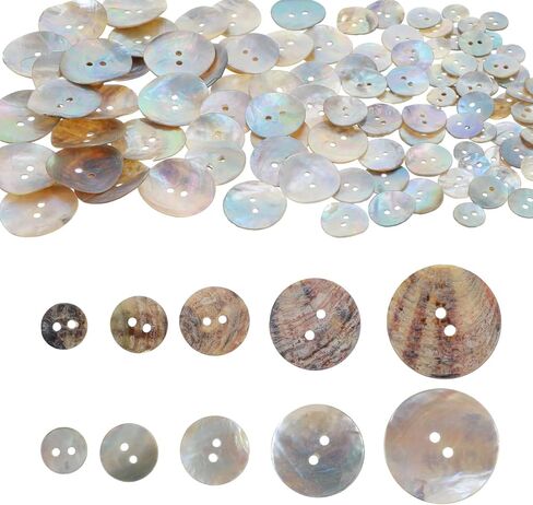 Natural Shell Sewing Buttons for Clothes, 100pcs Shell Large Buttons, Replacement Button for Crafts, 2-Hole Sewing Button (10/12.5/15/20/25mm) in Saudi Arabia