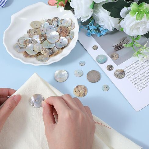 Natural Shell Sewing Buttons for Clothes, 100pcs Shell Large Buttons, Replacement Button for Crafts, 2-Hole Sewing Button (10/12.5/15/20/25mm) in Saudi Arabia