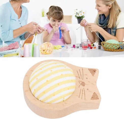 80PCS Sewing Pins Cushion Set, Charming Cat Shape Accurate Fixation Straight Quilting Pins with Storage Case Wooden Base Needle Pincushion in Saudi Arabia