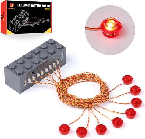JMBricklayer LED Light Kit Building Blocks Set, 2x6 Red Light Up Bricks with Light-Sensing Mode, DIY Lighting Accessories Decoration Sets Compatible with Major Upgrade in Saudi Arabia