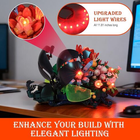 JMBricklayer LED Light Kit Building Blocks Set, 2x6 Red Light Up Bricks with Light-Sensing Mode, DIY Lighting Accessories Decoration Sets Compatible with Major Upgrade in Saudi Arabia