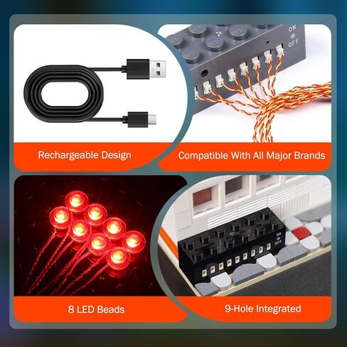 JMBricklayer LED Light Kit Building Blocks Set, 2x6 Red Light Up Bricks with Light-Sensing Mode, DIY Lighting Accessories Decoration Sets Compatible with Major Upgrade in Saudi Arabia