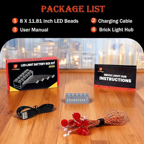 JMBricklayer LED Light Kit Building Blocks Set, 2x6 Red Light Up Bricks with Light-Sensing Mode, DIY Lighting Accessories Decoration Sets Compatible with Major Upgrade in Saudi Arabia