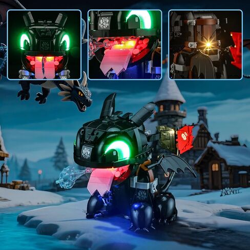 مصباح LED من YEABRICKS لأيقونات Lego-10375 كيفية تدريب تنينك: نموذج مكعبات بناء بلا أسنان (مجموعة Lego غير متضمنة) in Saudi Arabia