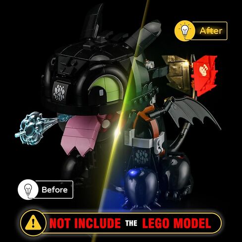 مصباح LED من YEABRICKS لأيقونات Lego-10375 كيفية تدريب تنينك: نموذج مكعبات بناء بلا أسنان (مجموعة Lego غير متضمنة) in Saudi Arabia