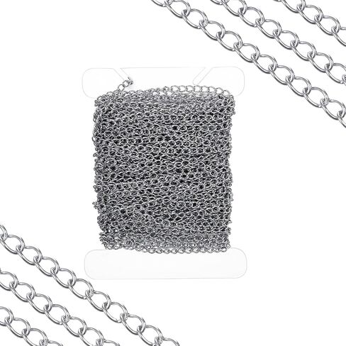 XLIUAX Craft Chain, 30 Foot Curb Chains Small Chain Stainless Steel Chains for Jewelry Making Handcraft Metal Roll for Keychain Craft Supplies Stainless Steel Extender Making Decorative Keychain in Saudi Arabia