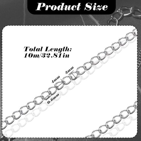 XLIUAX Craft Chain, 30 Foot Curb Chains Small Chain Stainless Steel Chains for Jewelry Making Handcraft Metal Roll for Keychain Craft Supplies Stainless Steel Extender Making Decorative Keychain in Saudi Arabia
