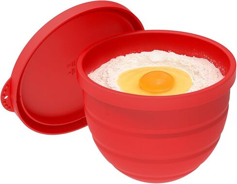 بطانات سيليكون قابلة للطي لخلاط حامل برأس مائل 5 قطع من KitchenAid (فقط)، عديم الرائحة، أكثر سمكًا، مقاوم للبرودة/الحرارة وغير لاصق، سهل التنظيف، مجموعة من 2 مع أغطية، غطاء وعاء مقاوم للرذاذ in Kuwait