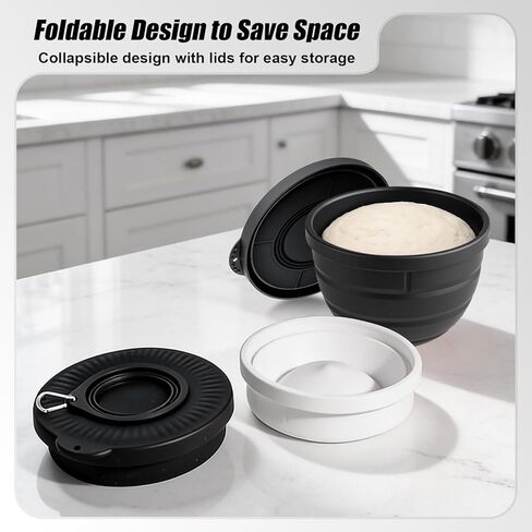 بطانات سيليكون قابلة للطي لخلاط حامل برأس مائل 5 قطع من KitchenAid (فقط)، عديم الرائحة، أكثر سمكًا، مقاوم للبرودة/الحرارة وغير لاصق، سهل التنظيف، مجموعة من 2 مع أغطية، غطاء وعاء مقاوم للرذاذ in Kuwait