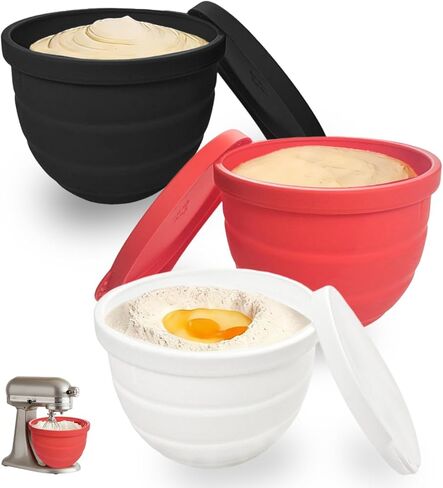 Silicone Bowl Liner for KitchenAid Tilt-Head 5Qt Mixers, 3-Pack Liners with Lids in Saudi Arabia