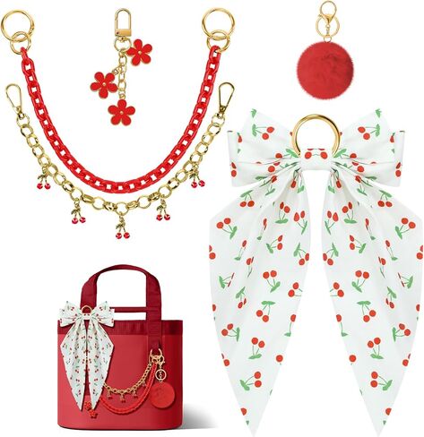 مجموعة من 5 قطع من إكسسوارات حقائب اليد YETI Camino 20/35/50 Carryall & Bogg Beach Tote Bag Decor Kit، فيونكة، كرة قطيفة، حلية زهور، كوبا وسلسلة زخرفية للفتيات والنساء in Kuwait