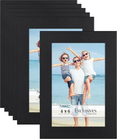 إطارات صور Icona Bay مقاس 8 × 10 (أبيض، 6 عبوات)، إطارات صور مركبة من الخشب القوي مقاس 8 × 10، تصميم أنيق، سطح الطاولة أو التثبيت على الحائط، مجموعة حصرية in Kuwait