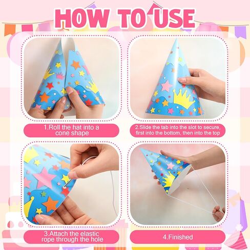 36 Pcs Happy Birthday Cone Hats Colorful Paper Crowns Headwear Birthday Party Hats Cake Balloons Confetti Headbands Photo Props for Students School Classroom Party Supplies Favors in Saudi Arabia