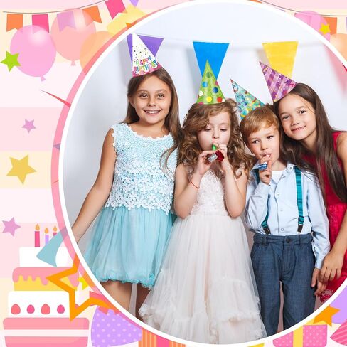 36 Pcs Happy Birthday Cone Hats Colorful Paper Crowns Headwear Birthday Party Hats Cake Balloons Confetti Headbands Photo Props for Students School Classroom Party Supplies Favors in Saudi Arabia