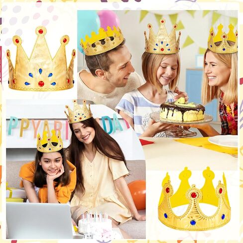 18 قطعة من تيجان ملك عيد الميلاد، مجموعة تيجان الأميرة الإسفنجية الرقيقة تاج الملك الذهبي مع أحجار كريمة لأعياد الميلاد والحفلات والحفلات الراقصة ومستلزمات الديكور التنكرية (6 أنماط) in Saudi Arabia