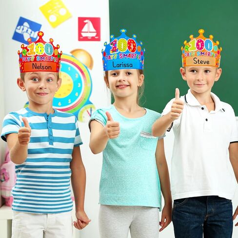 36 حزمة من التيجان الورقية لمدة 100 يوم للطلاب والمعلمين السعيدة ليوم 100 من قبعات الحفلات المدرسية 100 يوم للاحتفال بمستلزمات الحفلات في الفصل الدراسي in Kuwait