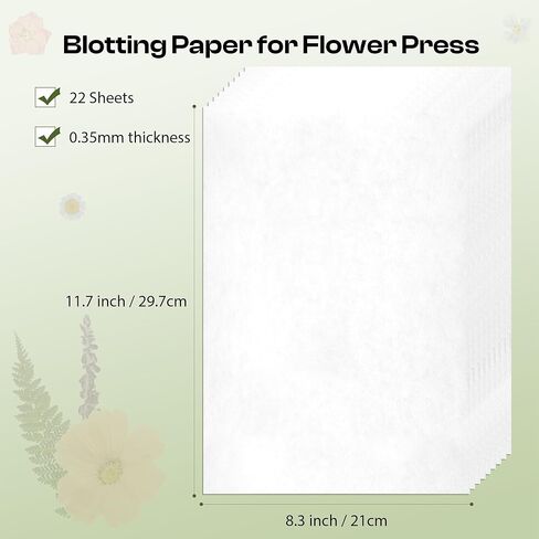 Caydo 22pcs Large 9" x 9" Blotting Paper for Flower Press Kit 11" x 11", Highly Absorbent and Reusable Blotter Papers for Flower Press & Herbarium, Simply Cutting Blotter Sheets for Craft Supplies in Saudi Arabia