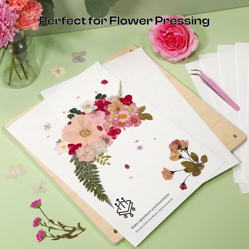 Caydo 22pcs Large 9" x 9" Blotting Paper for Flower Press Kit 11" x 11", Highly Absorbent and Reusable Blotter Papers for Flower Press & Herbarium, Simply Cutting Blotter Sheets for Craft Supplies in Saudi Arabia