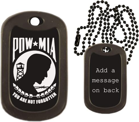 POW MIA Military Dog Tag Necklace - Custom Engraved - Made in USA in Saudi Arabia