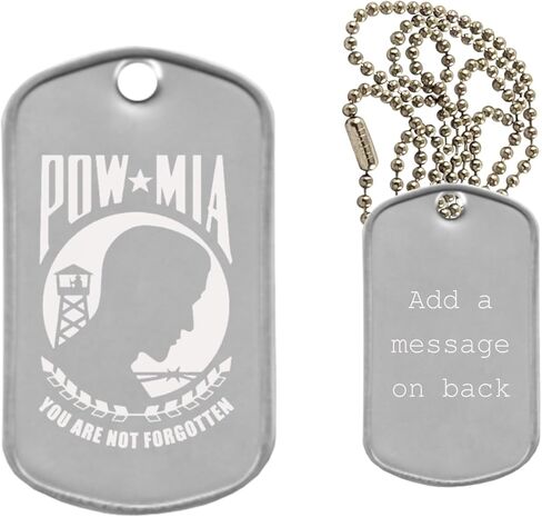 POW MIA Military Dog Tag Necklace - Custom Engraved - Made in USA in Saudi Arabia