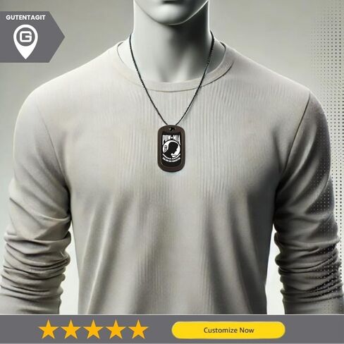 POW MIA Military Dog Tag Necklace - Custom Engraved - Made in USA in Saudi Arabia