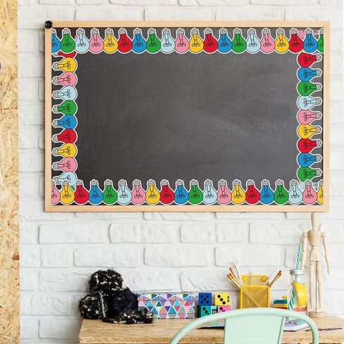 32.8ft Colorful Light Bulletin Board Border Y2K Light Bulb Die-Cut Border Trim for Motivational Chalkboard Decoration in Saudi Arabia