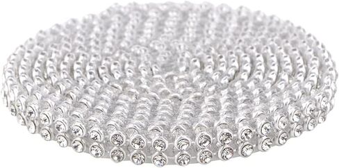 3mm Crystal Rhinestones Chain Trim Craft Sewing DIY Embellishment with Glue for Clothing, Wedding, Dress(Silver Background White Double Row 1.2 Meters) in Saudi Arabia