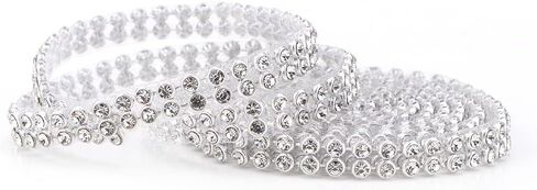 3mm Crystal Rhinestones Chain Trim Craft Sewing DIY Embellishment with Glue for Clothing, Wedding, Dress(Silver Background White Double Row 1.2 Meters) in Saudi Arabia
