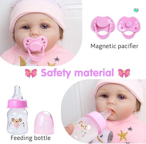Pedolltree Reborn Baby Dolls Clothes Girl Unicorn Theme Outfit Accessories 13 Pcs for 17-22 Inch Reborn Dolls Newborn Baby Girl with Pink Unicorn Backpack in Saudi Arabia