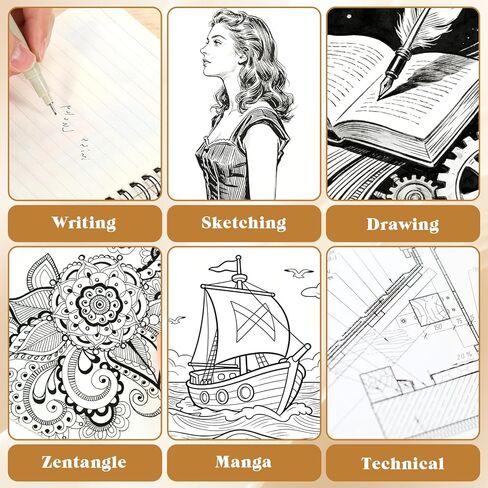 مجموعة أقلام رسم فنية من Fineliner مكونة من 12 قطعة من أقلام الحبر الصباغ الأسود المقاوم للماء تحدد علامات الجودة الأرشيفية، رفيعة لا تنزف، لوازم سلسة للفنانين، رسم المانغا لليوميات، رسم توضيحي in Saudi Arabia