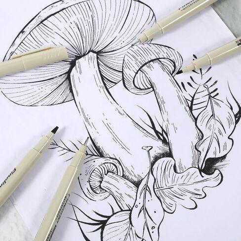مجموعة أقلام رسم فنية من Fineliner مكونة من 12 قطعة من أقلام الحبر الصباغ الأسود المقاوم للماء تحدد علامات الجودة الأرشيفية، رفيعة لا تنزف، لوازم سلسة للفنانين، رسم المانغا لليوميات، رسم توضيحي in Saudi Arabia