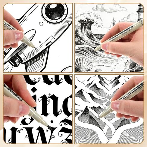مجموعة أقلام رسم فنية من Fineliner مكونة من 12 قطعة من أقلام الحبر الصباغ الأسود المقاوم للماء تحدد علامات الجودة الأرشيفية، رفيعة لا تنزف، لوازم سلسة للفنانين، رسم المانغا لليوميات، رسم توضيحي in Saudi Arabia