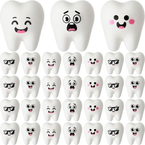 Thyle 25 Pcs Mini Teeth Fake Tooth Anxiety Relief Figures Dental Gifts Bulk for Stress Relief Dental Office Decor Hygiene Gifts Goodie Bag Stuffers Party Favor (Cute) in Saudi Arabia