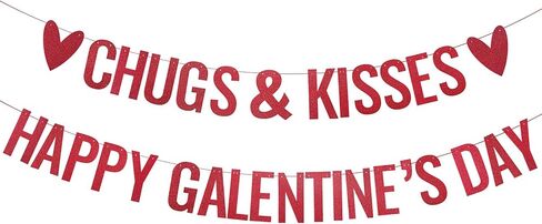 لافتات Epakh Happy Galentines Day، زينة يوم Galentines باللون الأحمر اللامع، زخارف وقبلات لامعة على شكل قلب، لافتة جارلاند بدون تصميم DIY رومانسية للسيدات، خلفية معلقة لصور عيد الحب، مفضلات in Saudi Arabia