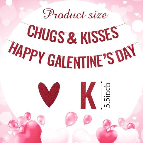 لافتات Epakh Happy Galentines Day، زينة يوم Galentines باللون الأحمر اللامع، زخارف وقبلات لامعة على شكل قلب، لافتة جارلاند بدون تصميم DIY رومانسية للسيدات، خلفية معلقة لصور عيد الحب، مفضلات in Saudi Arabia