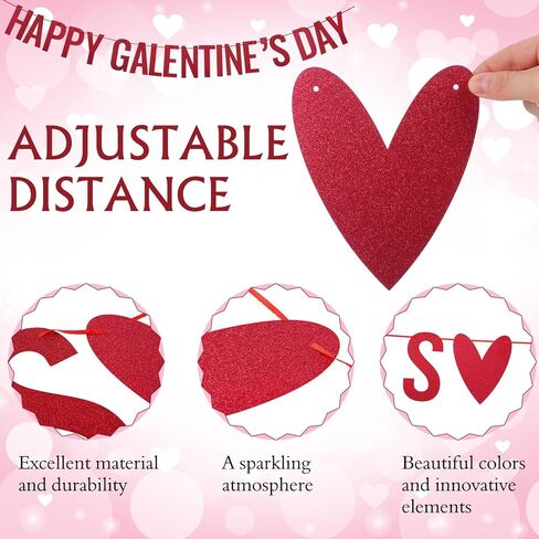 لافتات Epakh Happy Galentines Day، زينة يوم Galentines باللون الأحمر اللامع، زخارف وقبلات لامعة على شكل قلب، لافتة جارلاند بدون تصميم DIY رومانسية للسيدات، خلفية معلقة لصور عيد الحب، مفضلات in Saudi Arabia