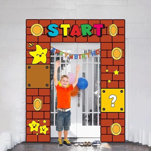 ديكورات حفلات أعياد الميلاد من Super Brother، لافتة خلفية للشرفة من Super Brothers، لوازم حفلات الفيديو، لافتة تزيين الباب، لافتة صور خلفية معلقة من أجل دعامات كشك صور عيد ميلاد Super Bros in Kuwait