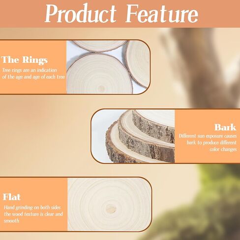 10 Pcs Natural Paulownia Wood Slices 8-9 Inches, Unfinished Wooden Rounds for Table Centerpieces, DIY Crafts & Wedding Decor in Saudi Arabia